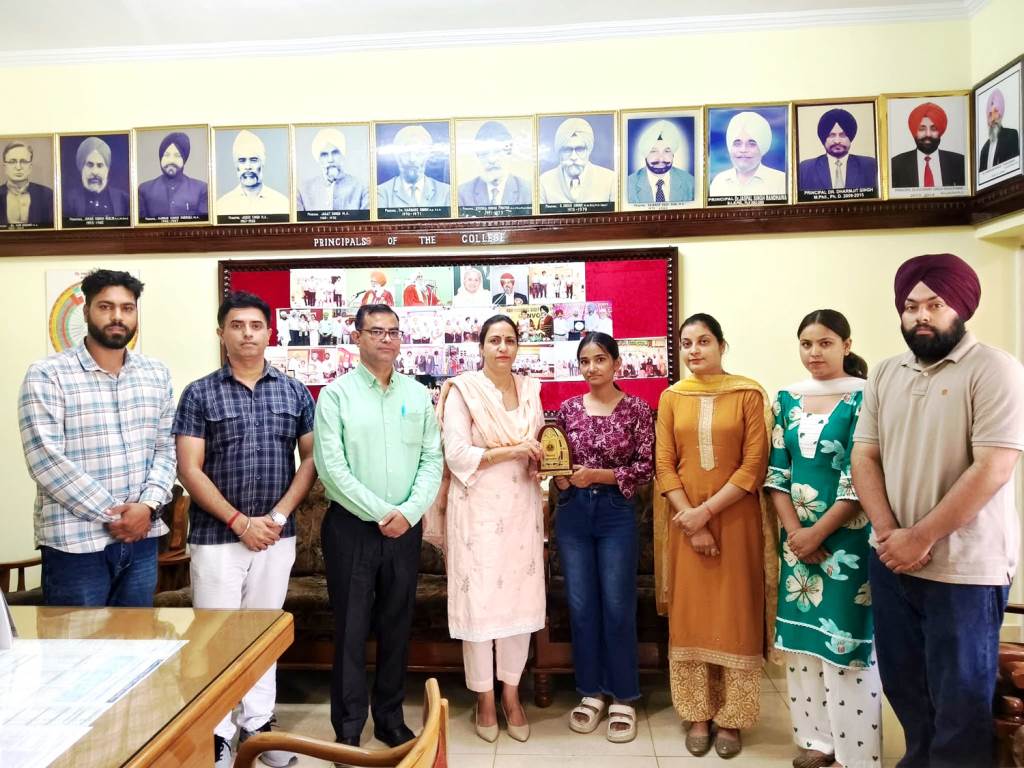 Parvinder Kaur a student of Sikh National College Banga secured second position in the merit list of GNDU